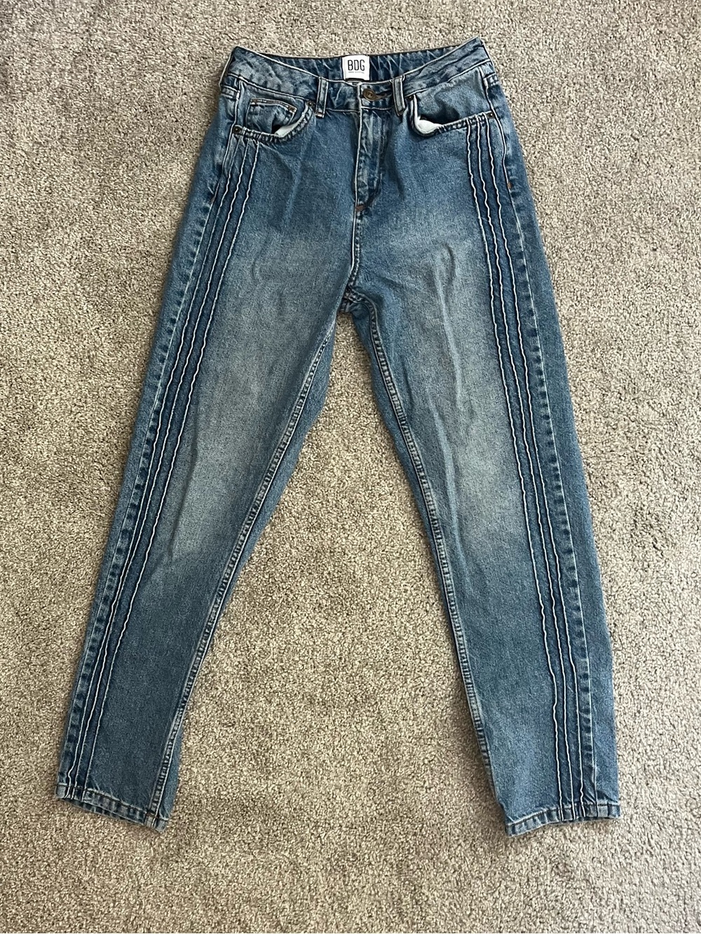 Urban Outfitters BDG High-Waist Mom Jeans Blue with Side Seam Detail